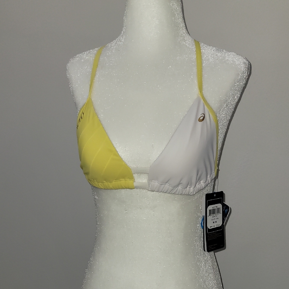 Asics Kerri Collection Volleyball Bikini Top White/Lemon Size Med NWT